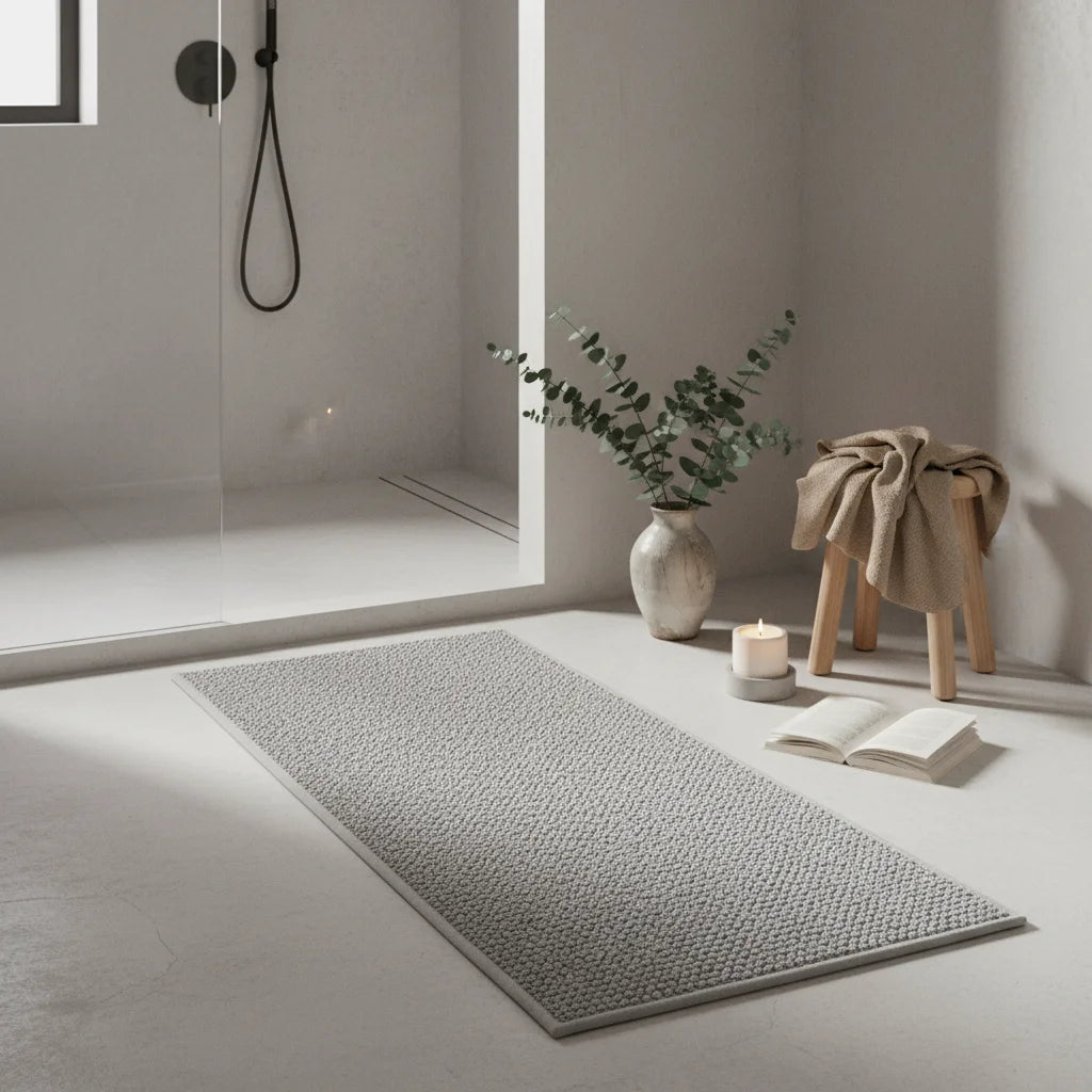 Tapis de Salle de Bain Grande Taille Gris Argenté
