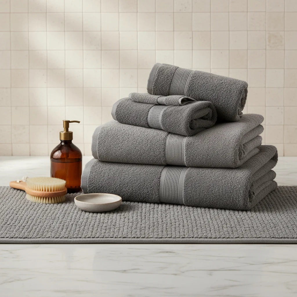 Tapis de Salle de Bain Grande Taille Gris Argenté