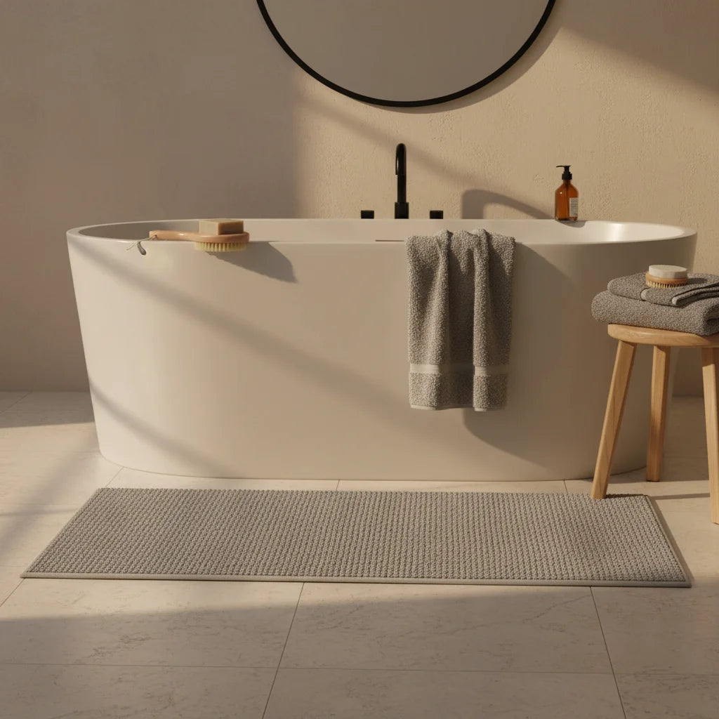 Tapis de Salle de Bain Grande Taille Gris Argenté