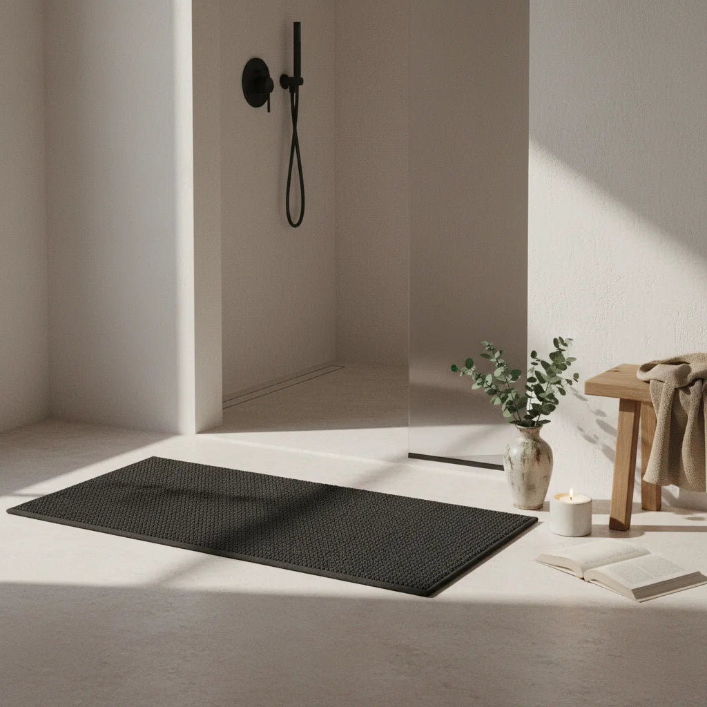 Tapis de Salle de Bain Grande Taille Noir Charbon