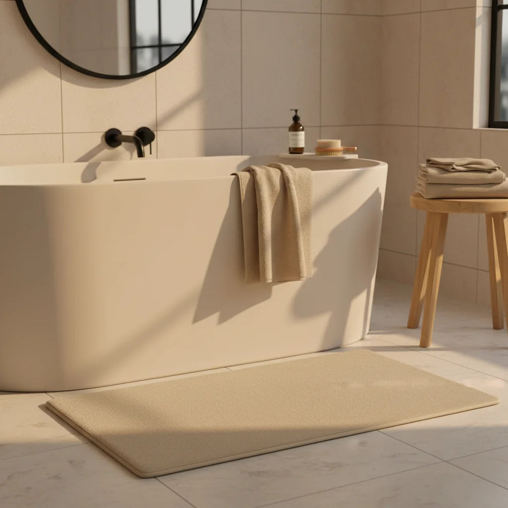 Tapis de Salle de Bain Haut de Gamme Beige Sable