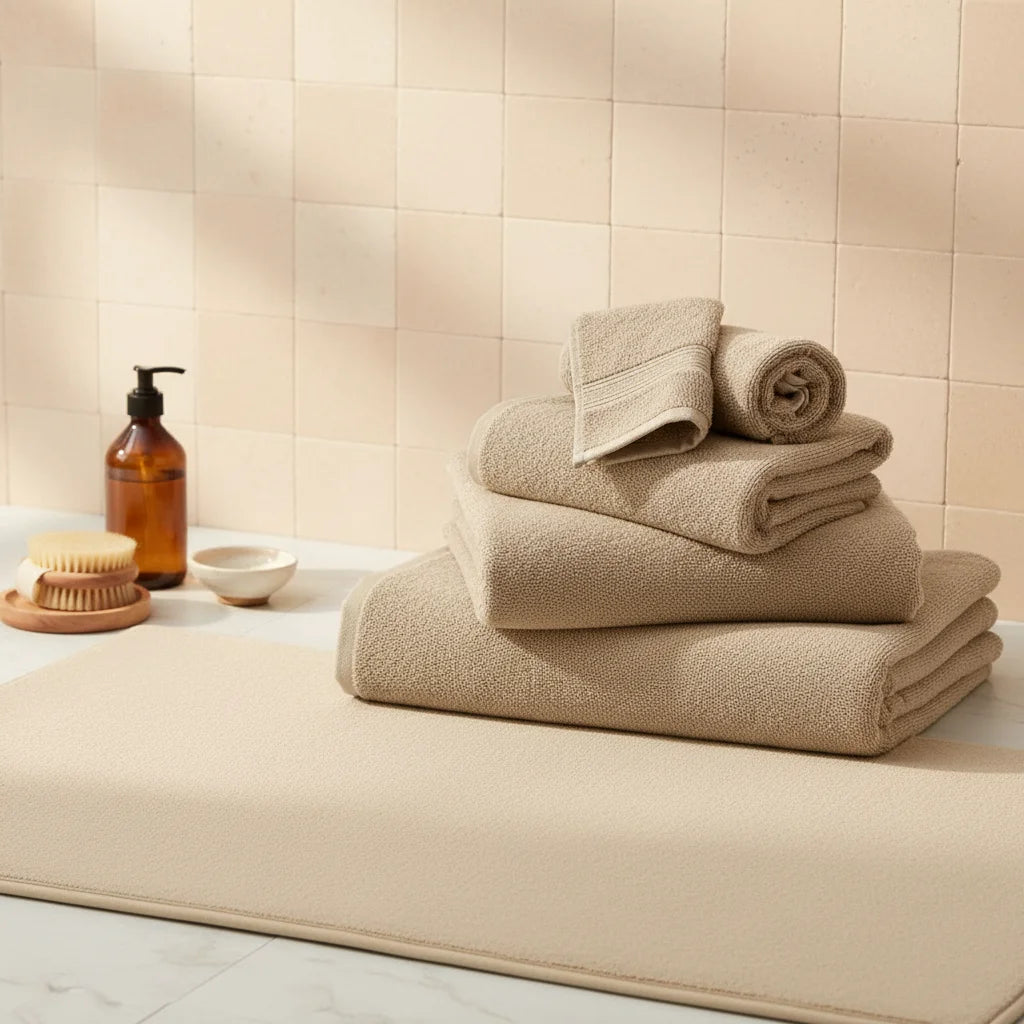 Tapis de Salle de Bain Haut de Gamme Beige Sable
