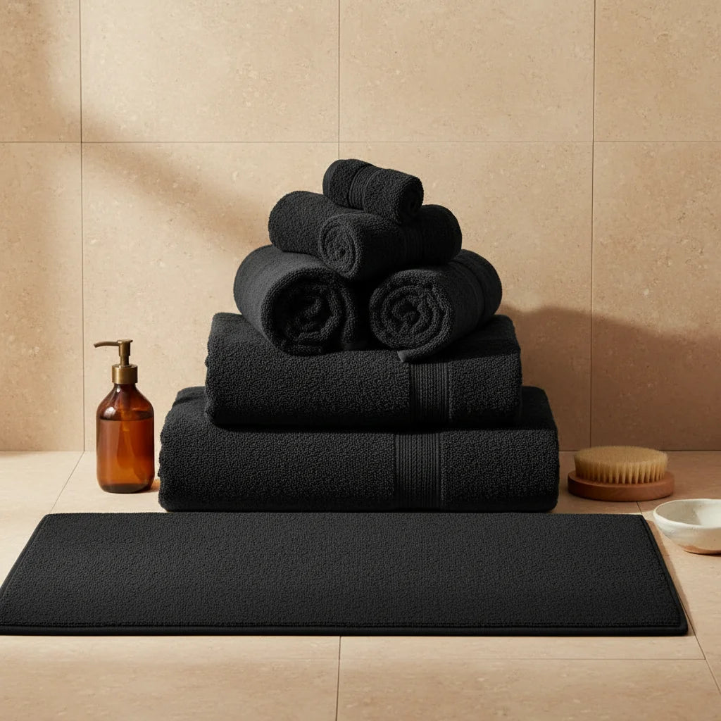 Tapis de Salle de Bain Haut de Gamme Noir