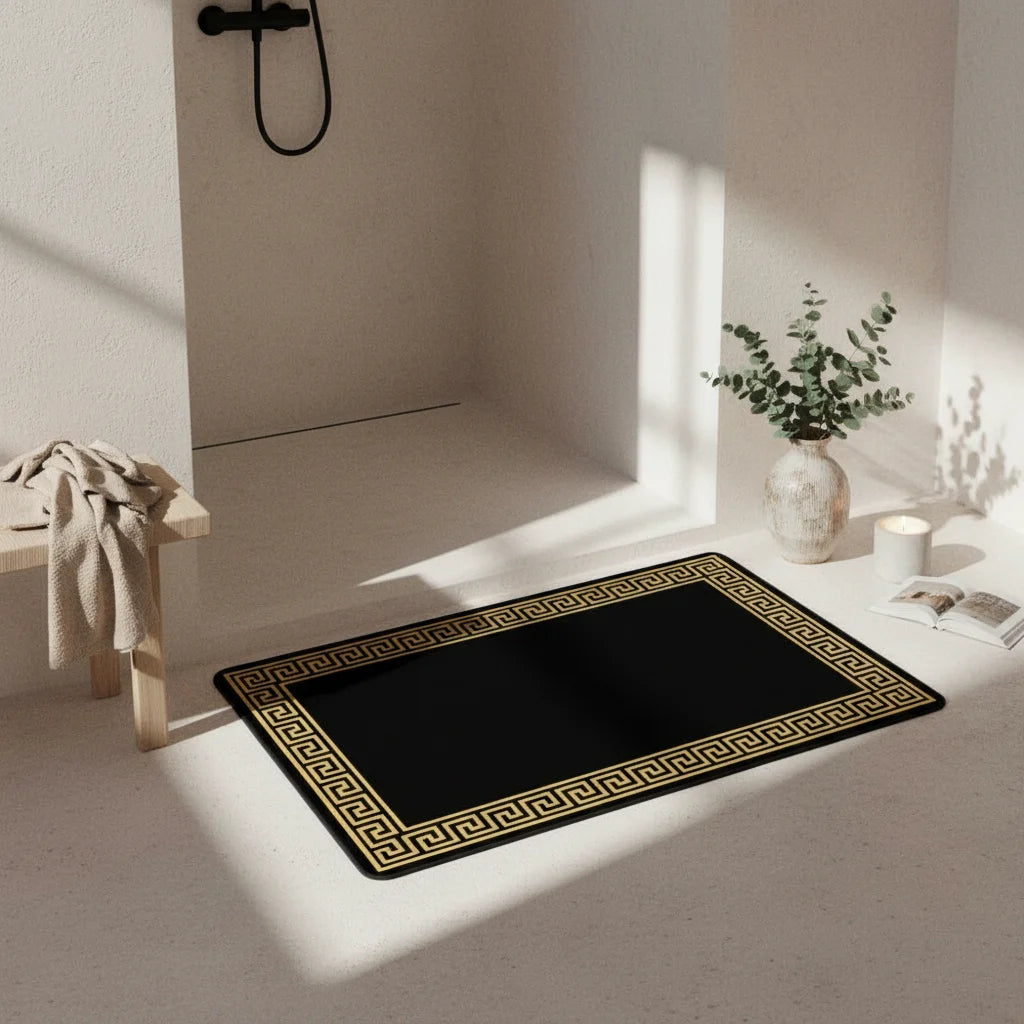Tapis de Salle de Bain Luxe Grec Or