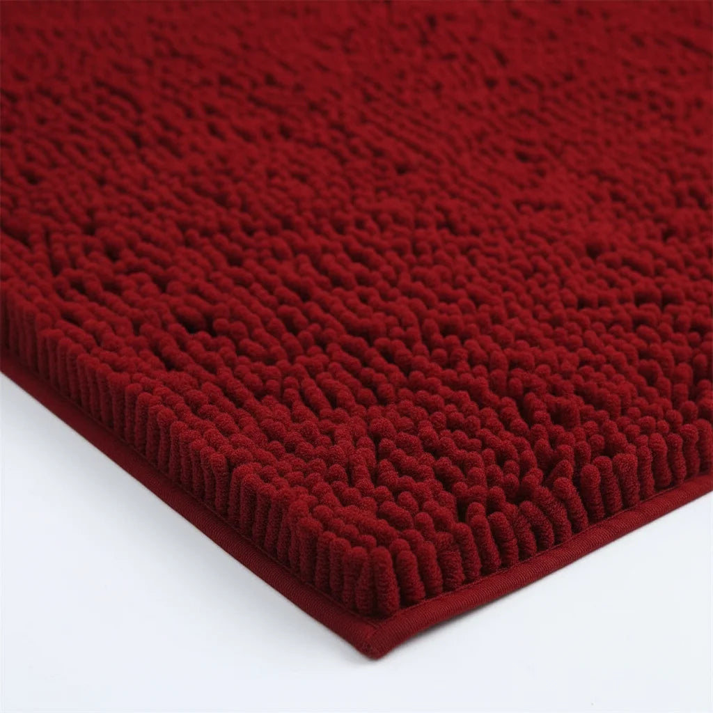 Tapis de Salle de Bain Microfibre Doux Rouge Cerise