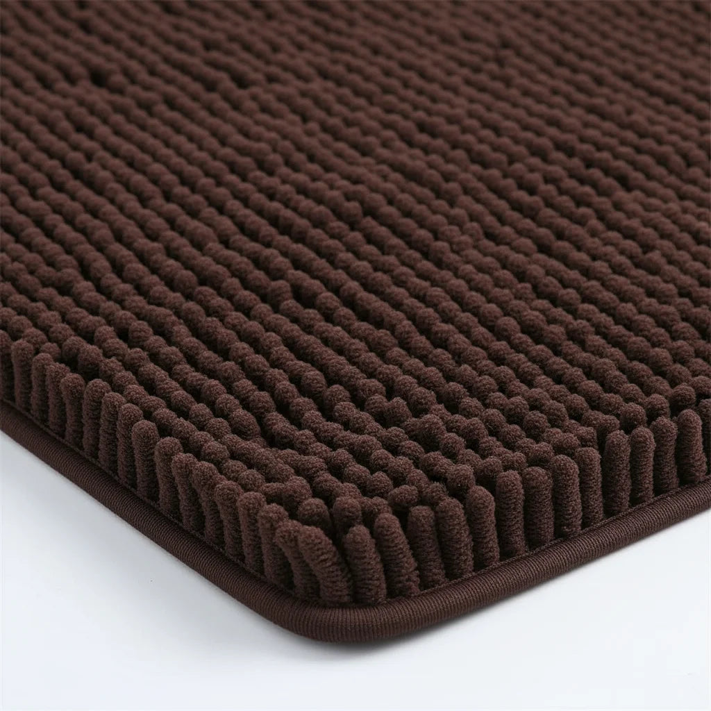 Tapis de Salle de Bain Microfibre Doux Marron Café