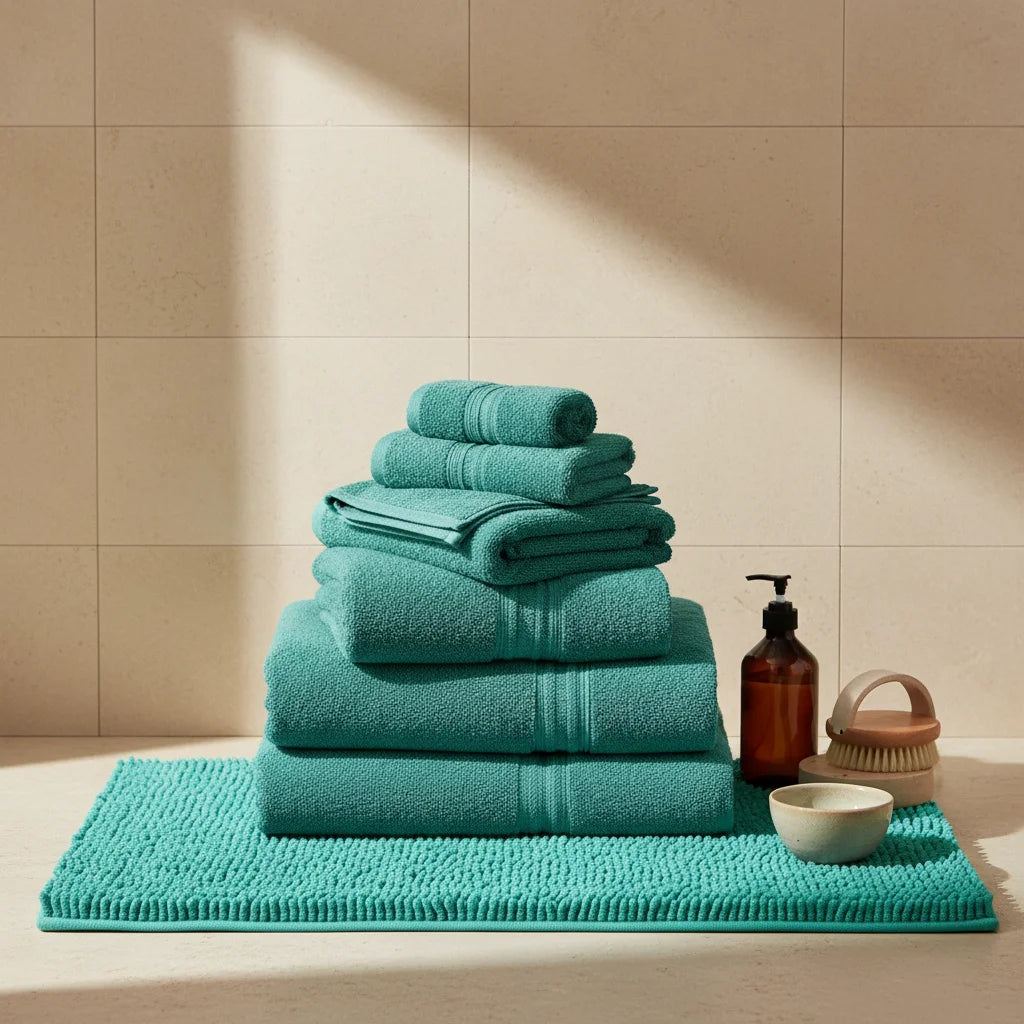 Tapis de Salle de Bain Microfibre Doux Bleu Lagon