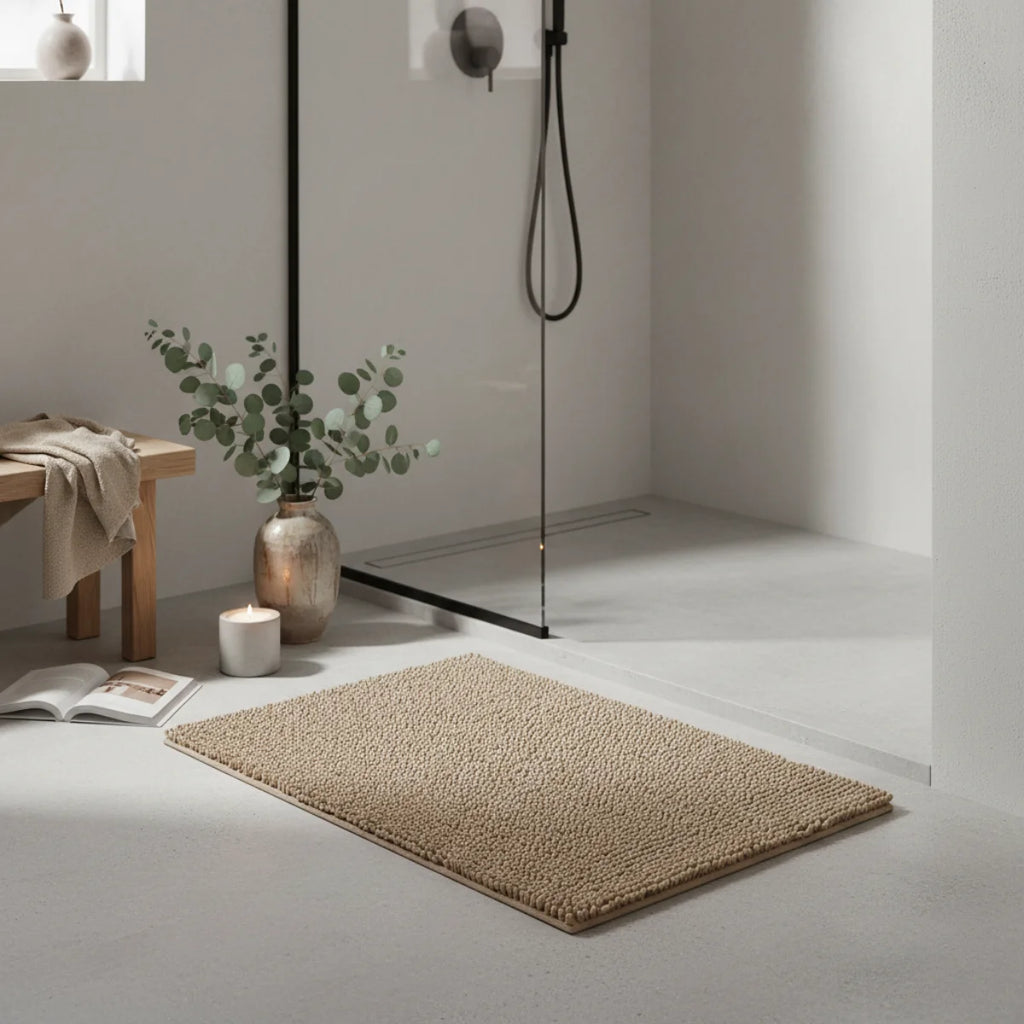 Tapis de Salle de Bain Microfibre Doux Beige Sable