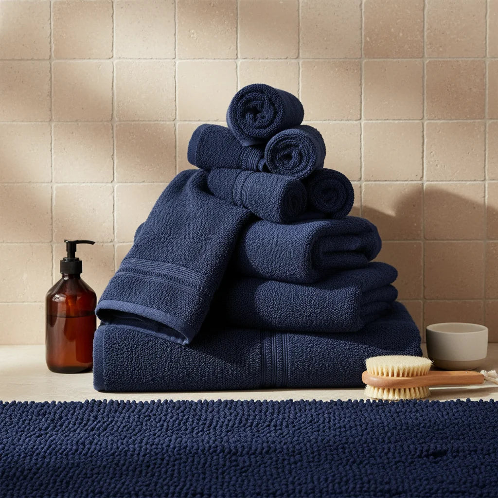 Tapis de Salle de Bain Microfibre Doux Bleu Nuit