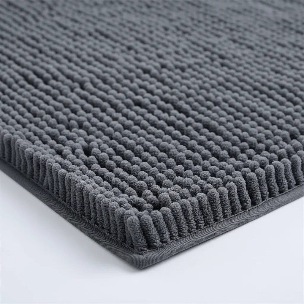 Tapis de Salle de Bain Microfibre Doux Gris Perle