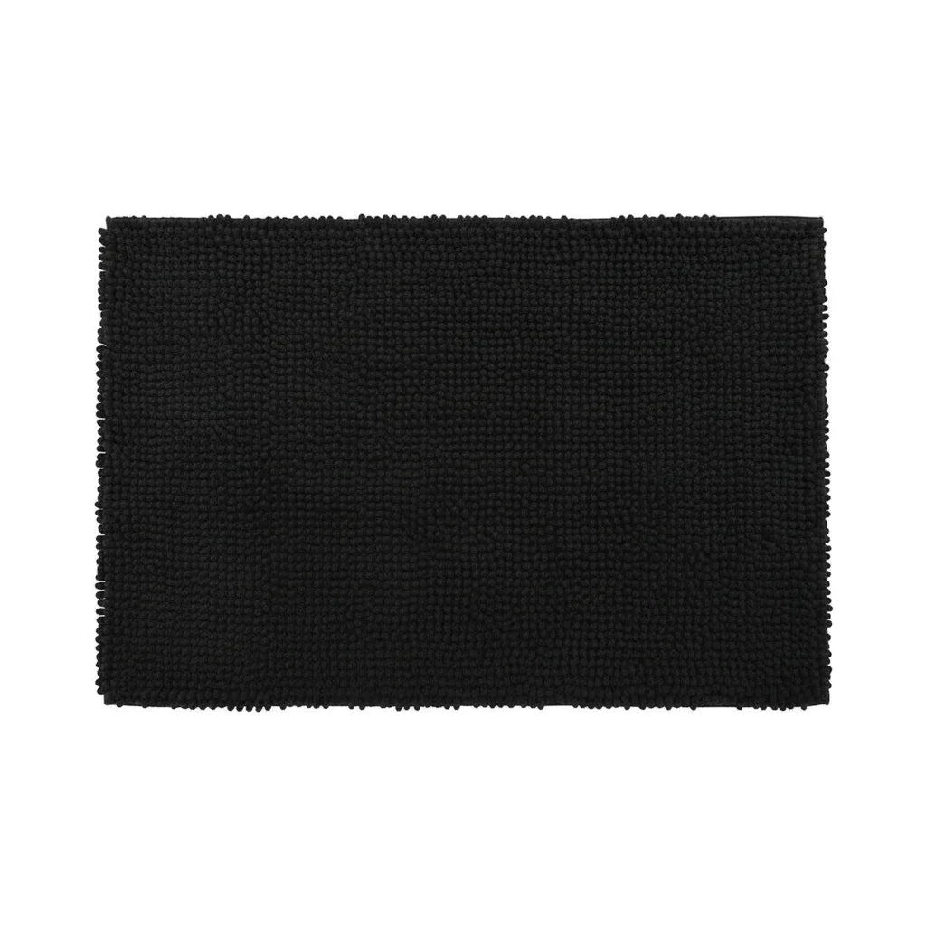 Tapis de Salle de Bain Microfibre Doux Noir Profond