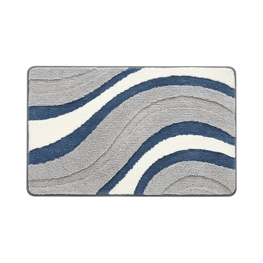 Tapis de Salle de Bain Original Gris et Blanc