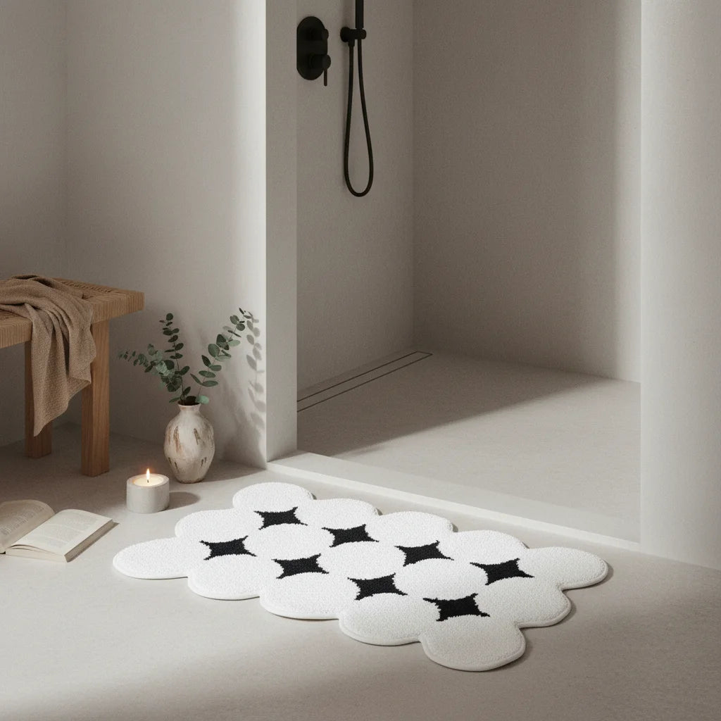 Tapis de Salle de Bain Original Noir et Blanc