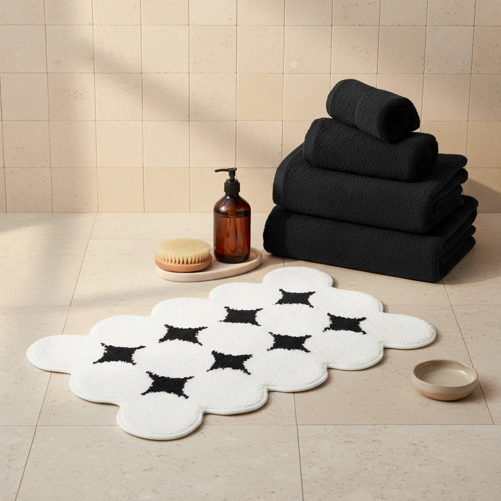 Tapis de Salle de Bain Original Noir et Blanc