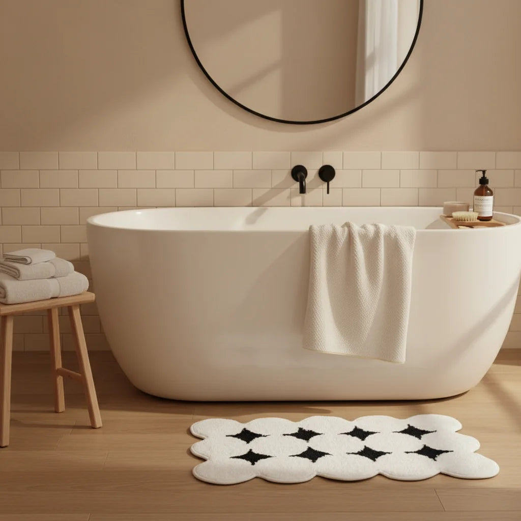 Tapis de Salle de Bain Original Noir et Blanc