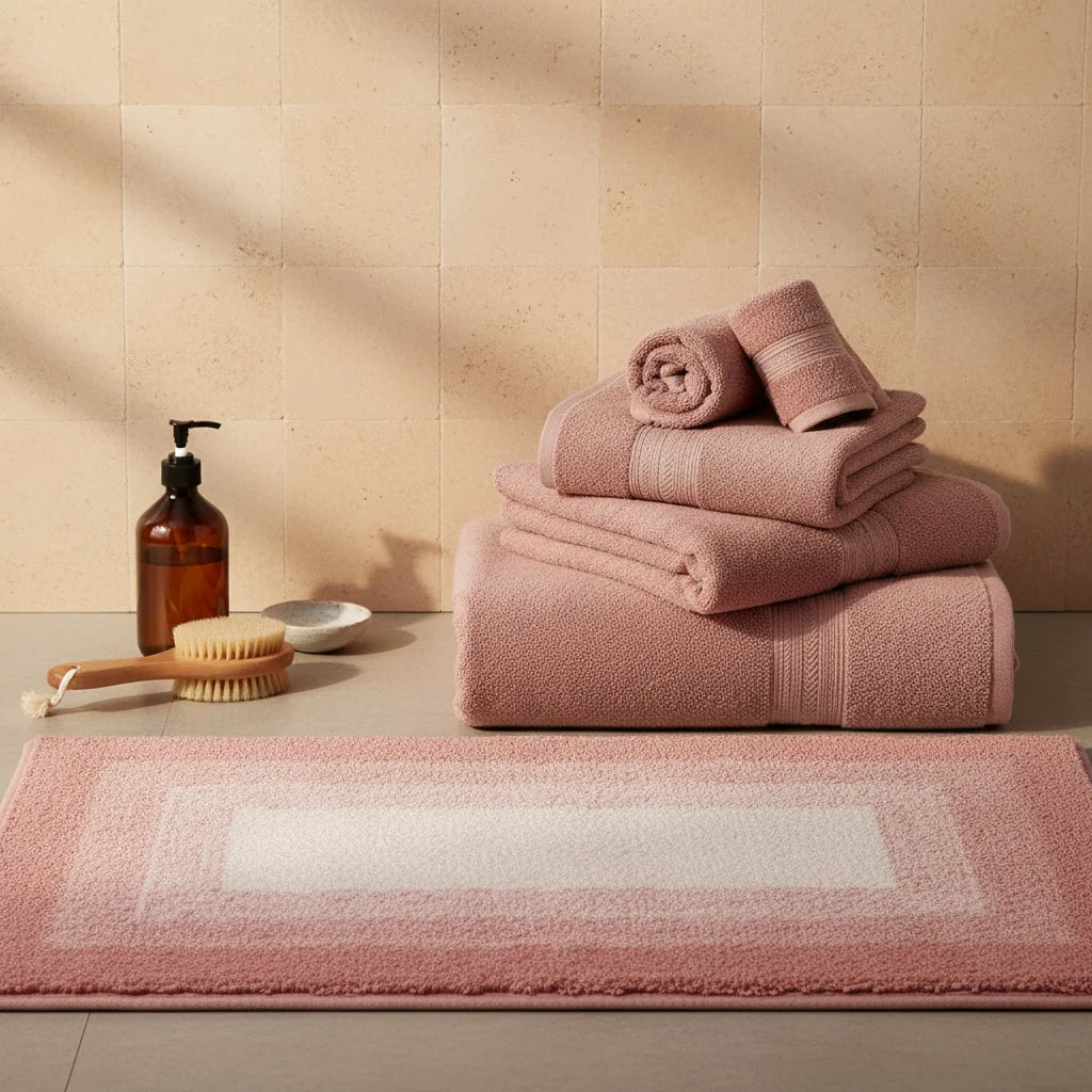 Tapis de Salle de Bain Rose 60x90cm