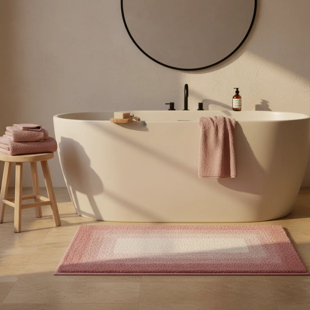 Tapis de Salle de Bain Rose 60x90cm