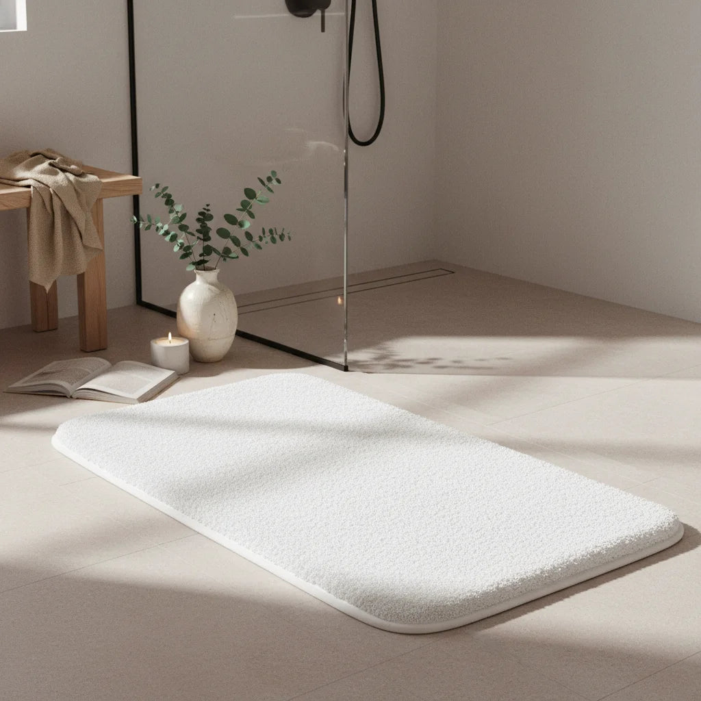 Tapis de Salle de Bain Super Absorbant Blanc Ivoire