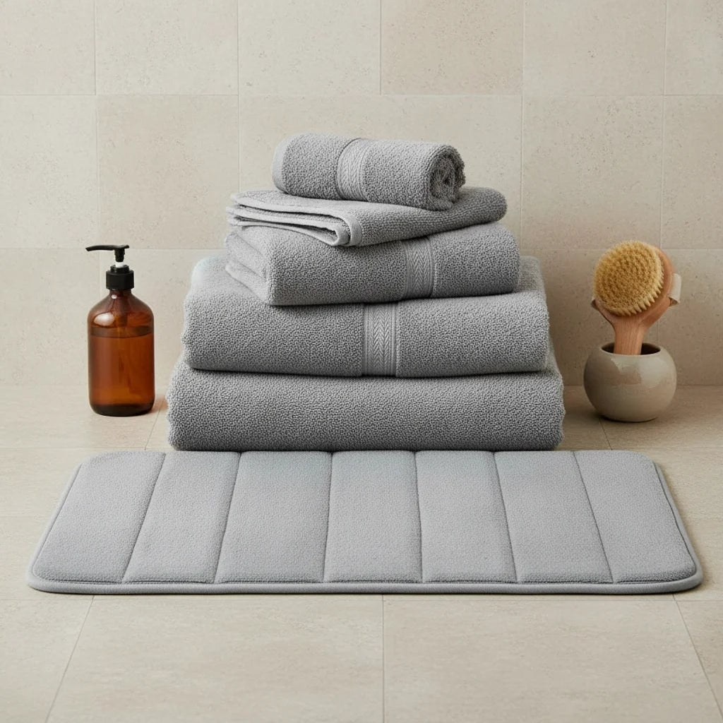Tapis de Salle de Bain Ultra Absorbant Gris Perle