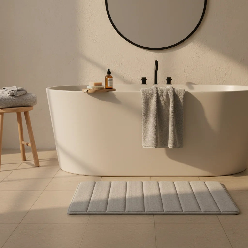 Tapis de Salle de Bain Ultra Absorbant Gris Perle