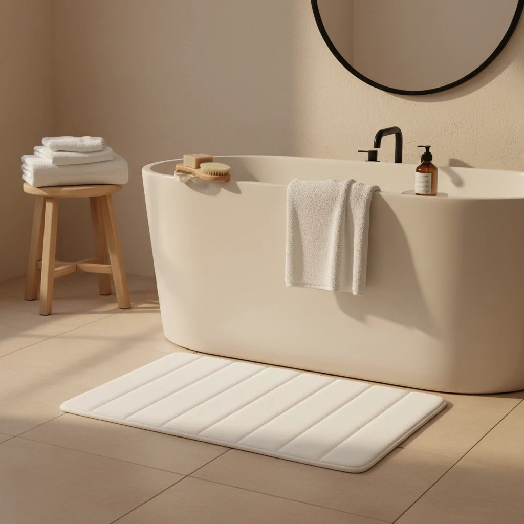 Tapis de Salle de Bain Ultra Absorbant Blanc Neige