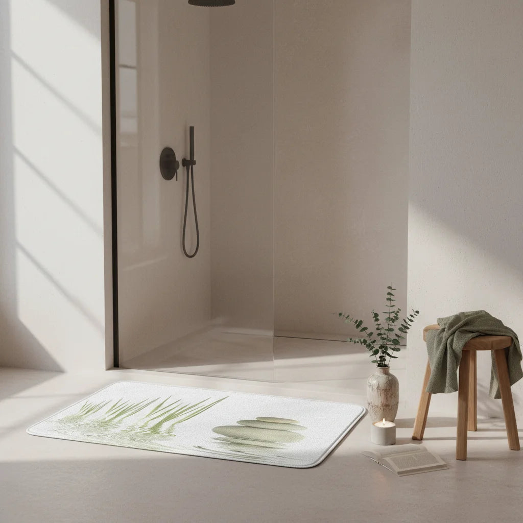 Tapis de Salle de Bain Zen Blanc Zen