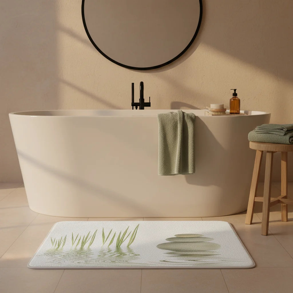 Tapis de Salle de Bain Zen Blanc Zen