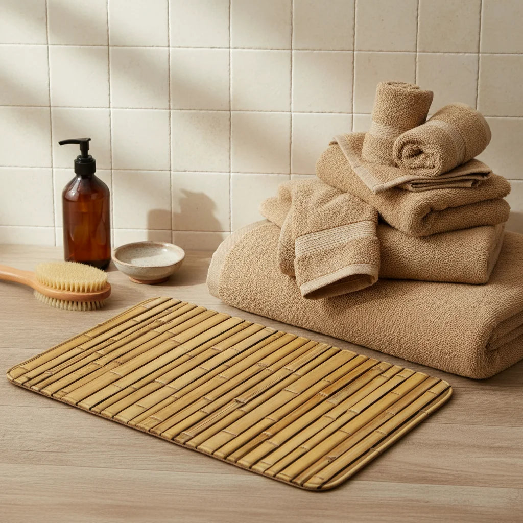 Tapis de Sortie de bain - Imitation Bambou Bambou Doré