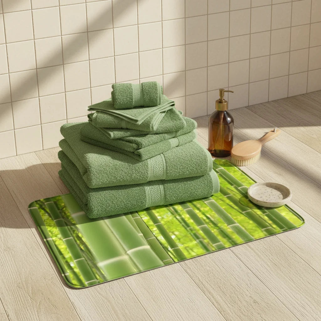 Tapis de Sortie de bain - Imitation Bambou Bambou Naturel