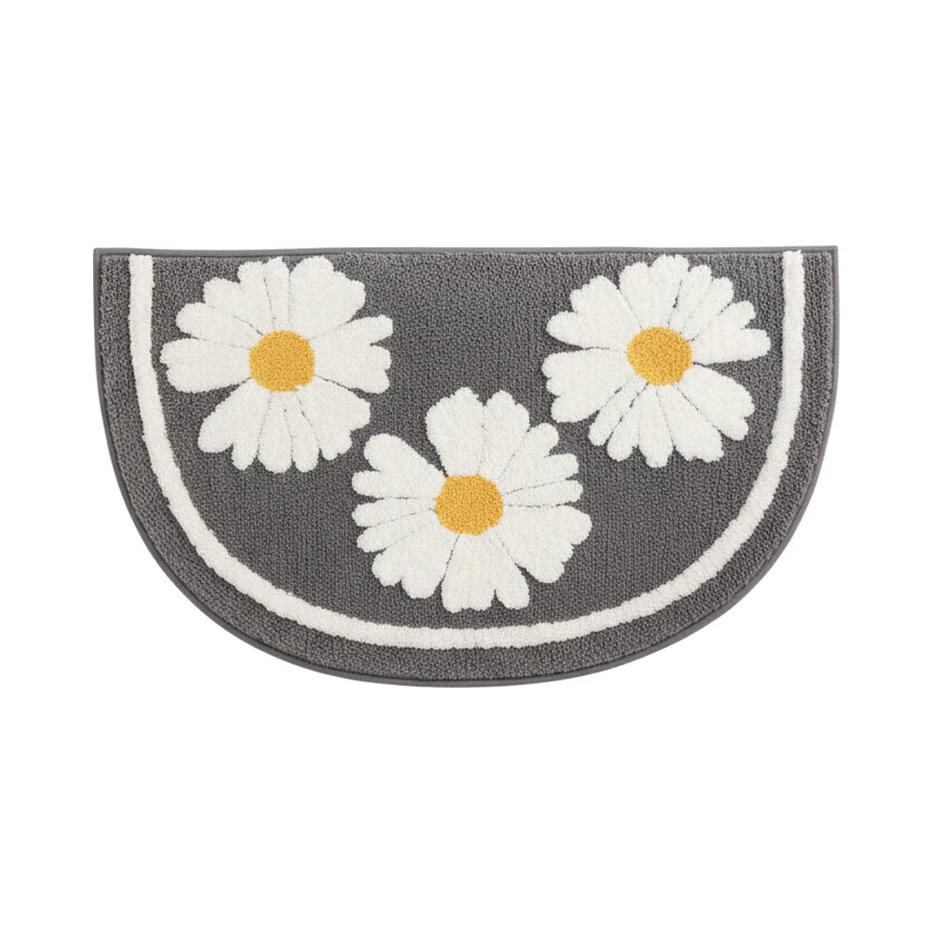 Tapis Demi Lune Originale Pour Salle de Bain Gray Flower 45x75cm