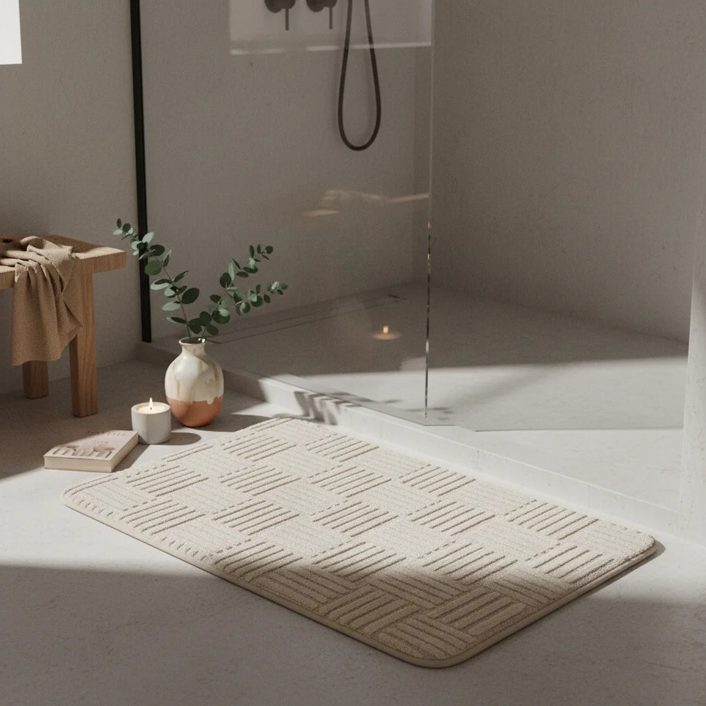 Tapis Design Salle de Bain Épais beige