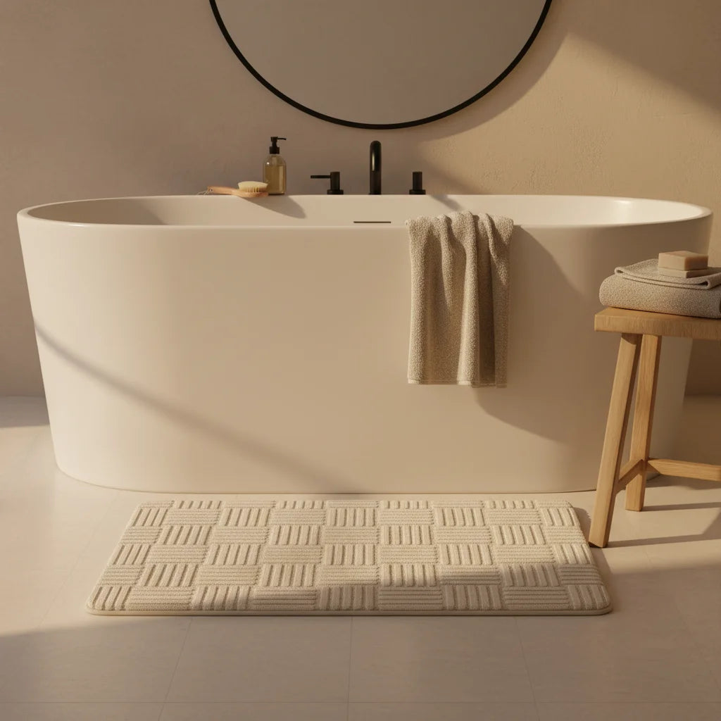 Tapis Design Salle de Bain Épais beige