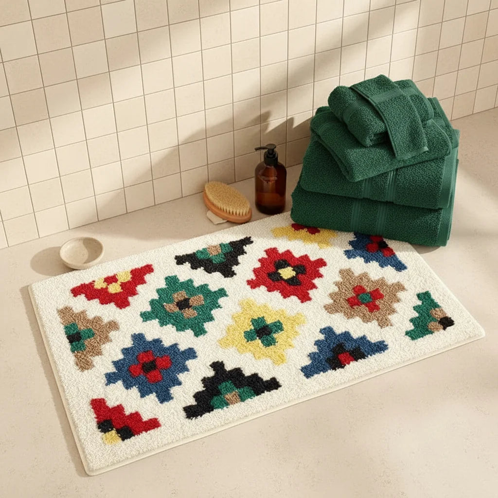Tapis Géométrique de Salle de Bain
