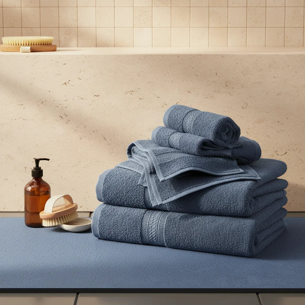 Tapis Magique Absorbant Salle de Bain Bleu Acier