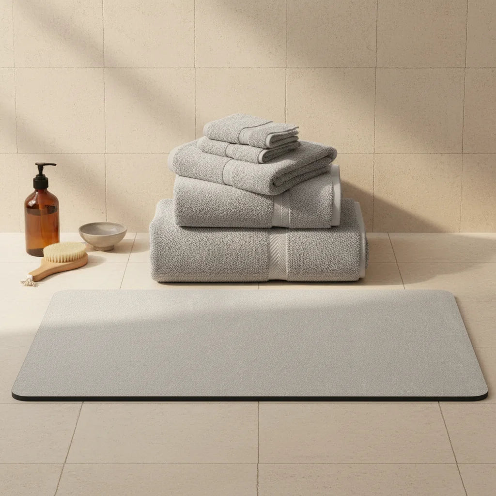 Tapis Magique Absorbant Salle de Bain Gris Argenté