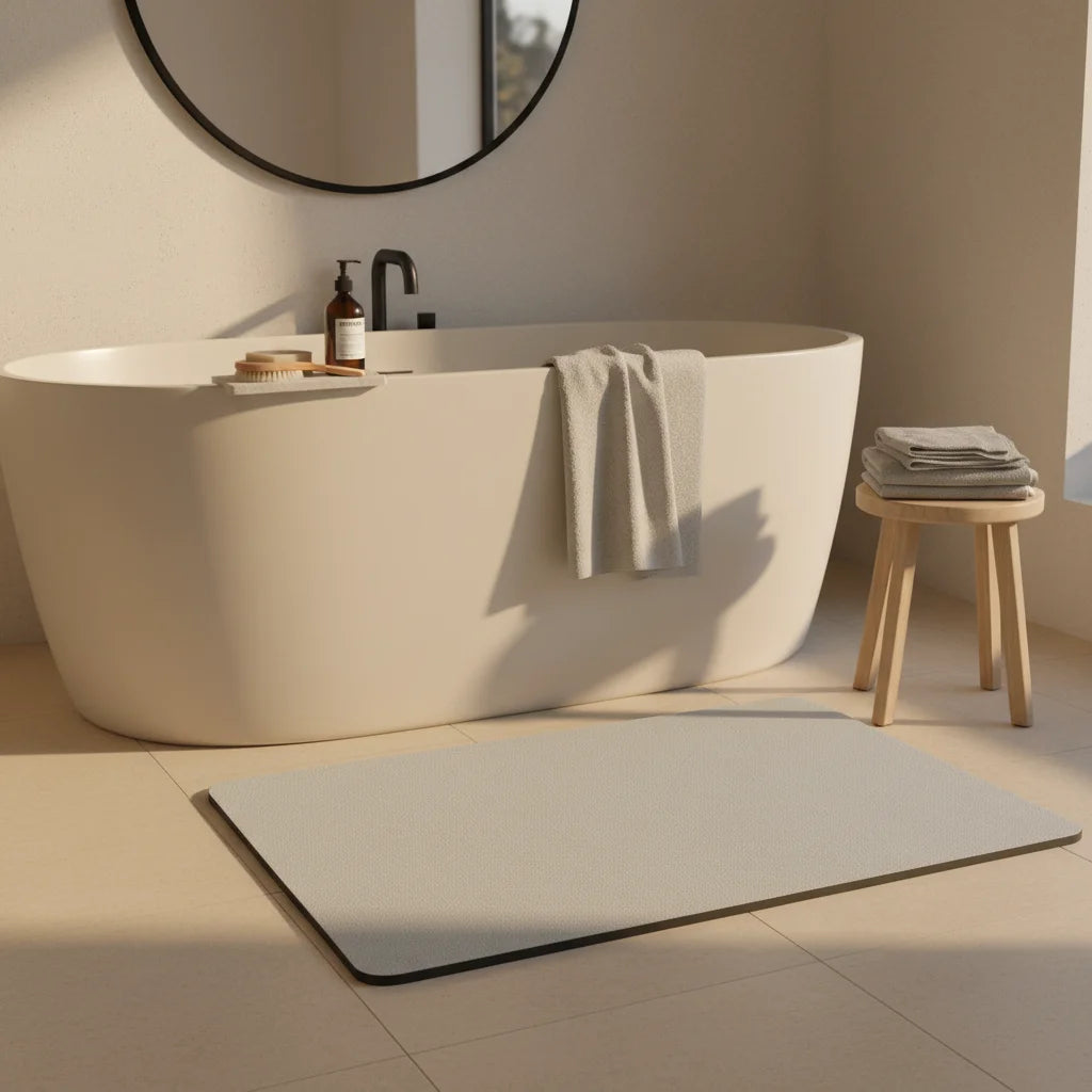 Tapis Magique Absorbant Salle de Bain Gris Argenté