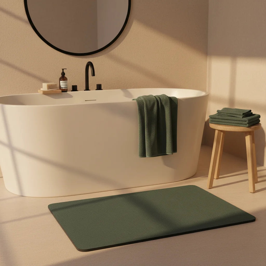 Tapis Magique Absorbant Salle de Bain Vert Sapin