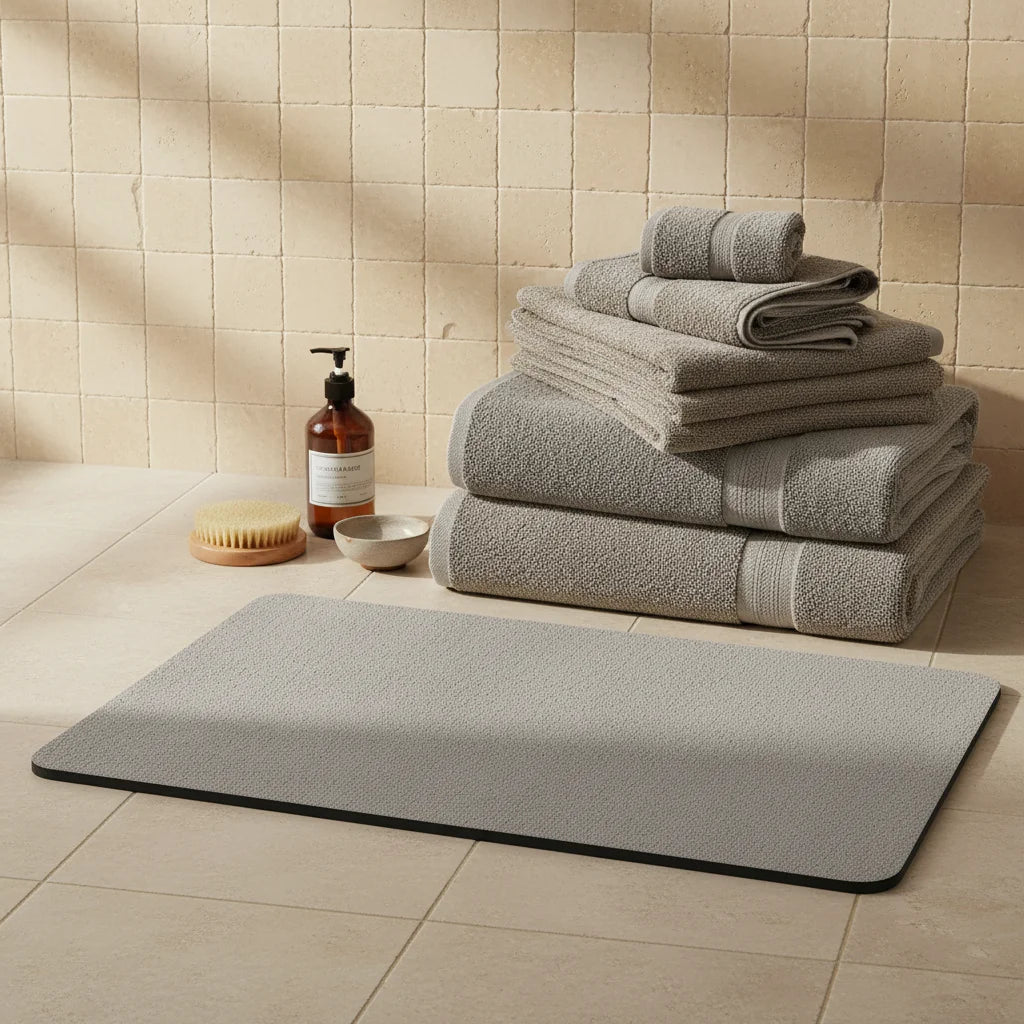 Tapis Magique Absorbant Salle de Bain Gris Perle