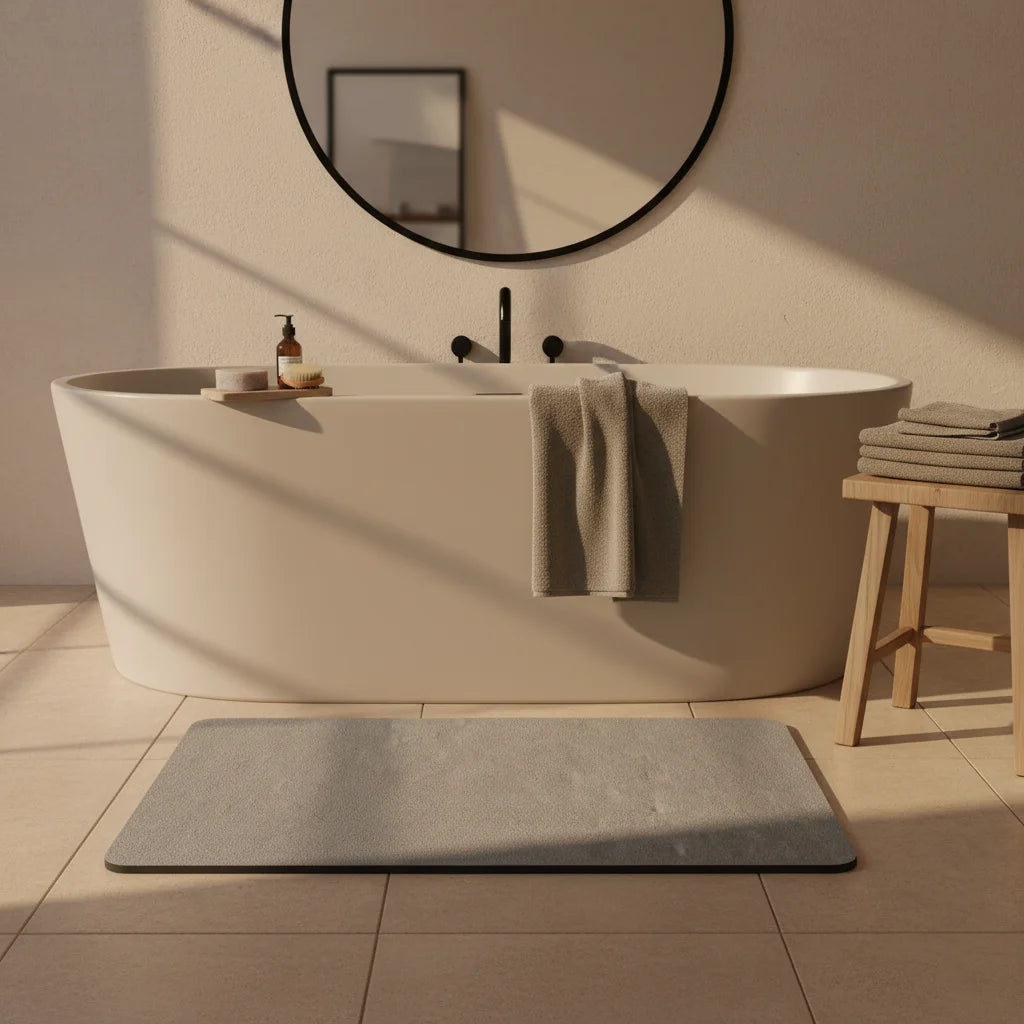 Tapis Magique Absorbant Salle de Bain Gris Perle