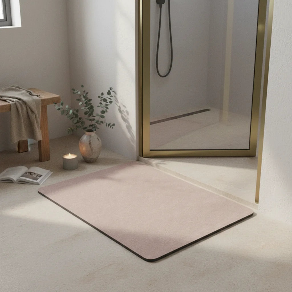 Tapis Magique Absorbant Salle de Bain Beige Poudré