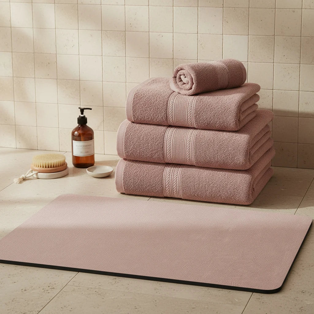 Tapis Magique Absorbant Salle de Bain Beige Poudré