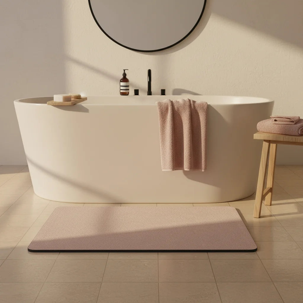 Tapis Magique Absorbant Salle de Bain Beige Poudré