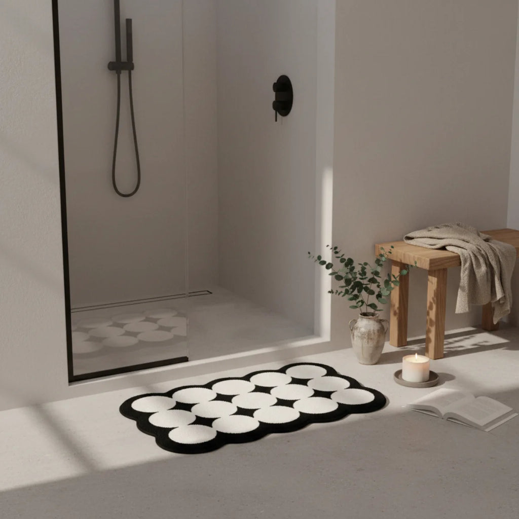 Tapis Nordique de Salle de Bain Contraste Noir