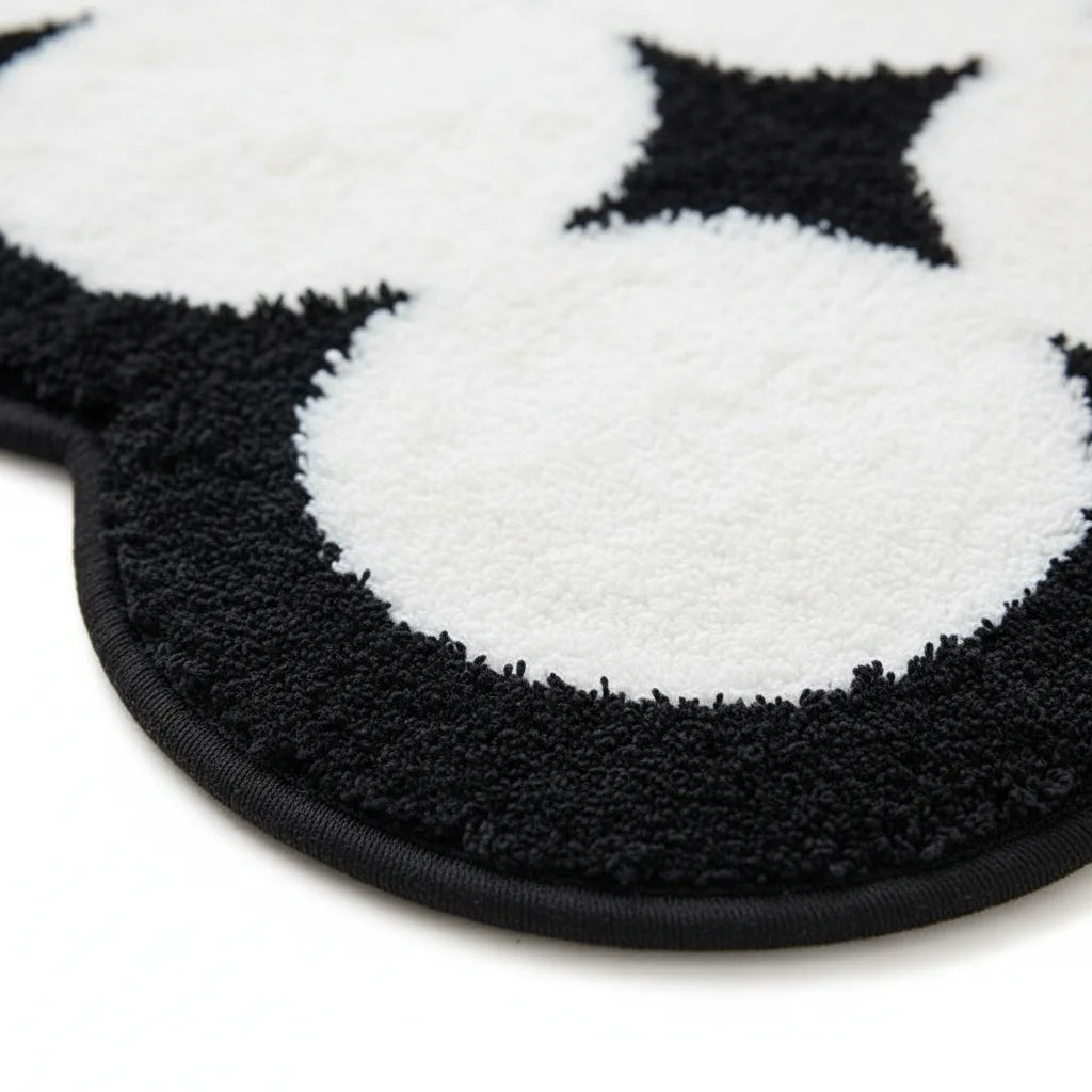 Tapis Nordique de Salle de Bain Contraste Noir