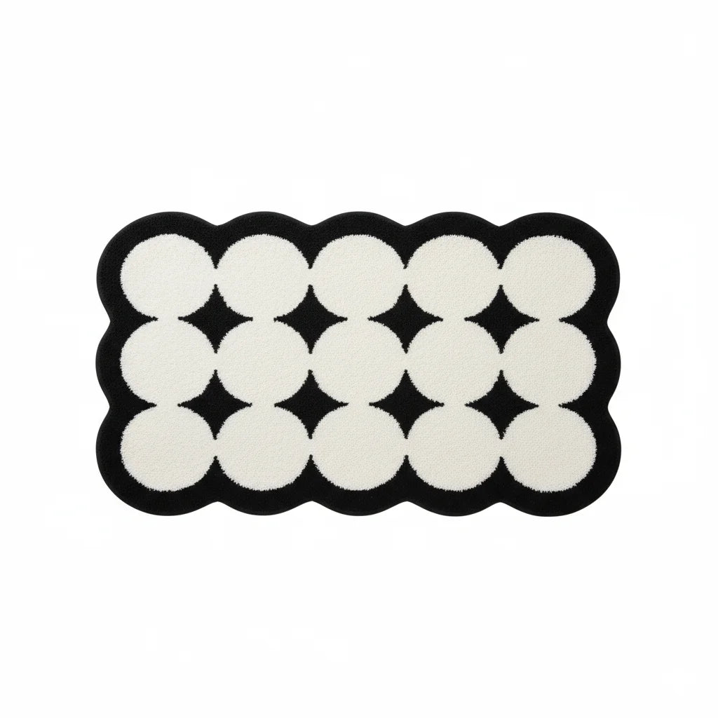 Tapis Nordique de Salle de Bain Contraste Noir