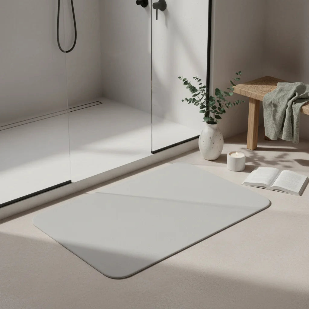 Tapis Pierre Salle de Bain Écru Clair