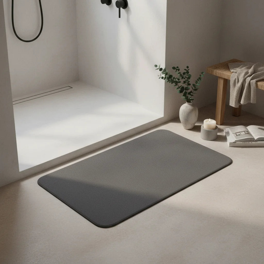 Tapis Pierre Salle de Bain Gris Perle