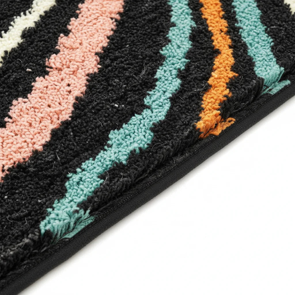 Tapis Salle de Bain Antidérapant Original Ondes Colorées
