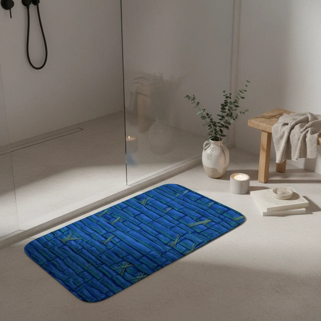 Tapis Salle de Bain Bambou Bleu 120x160cm