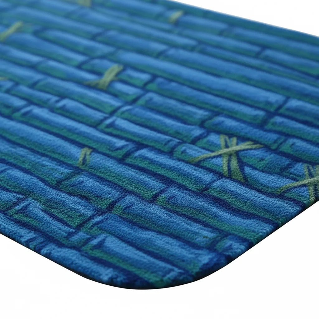 Tapis Salle de Bain Bambou Bleu 120x160cm
